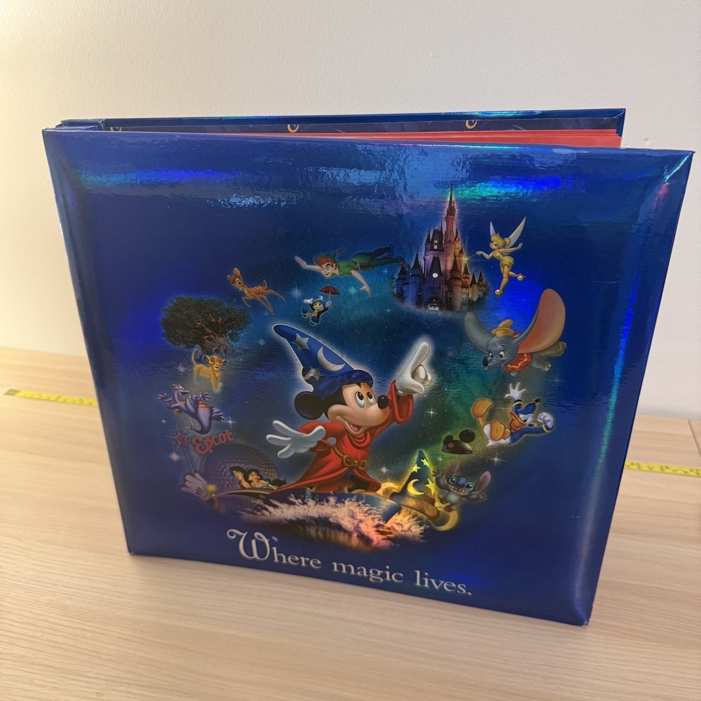 VTG 90s Disney Mickey LARGE Holographic Scrapbook Fantasia W/ Inserts Blue Magic